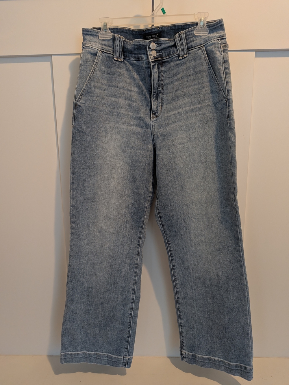 Judy Blue Faded Light Blue High-Rise Wide Leg Jeans